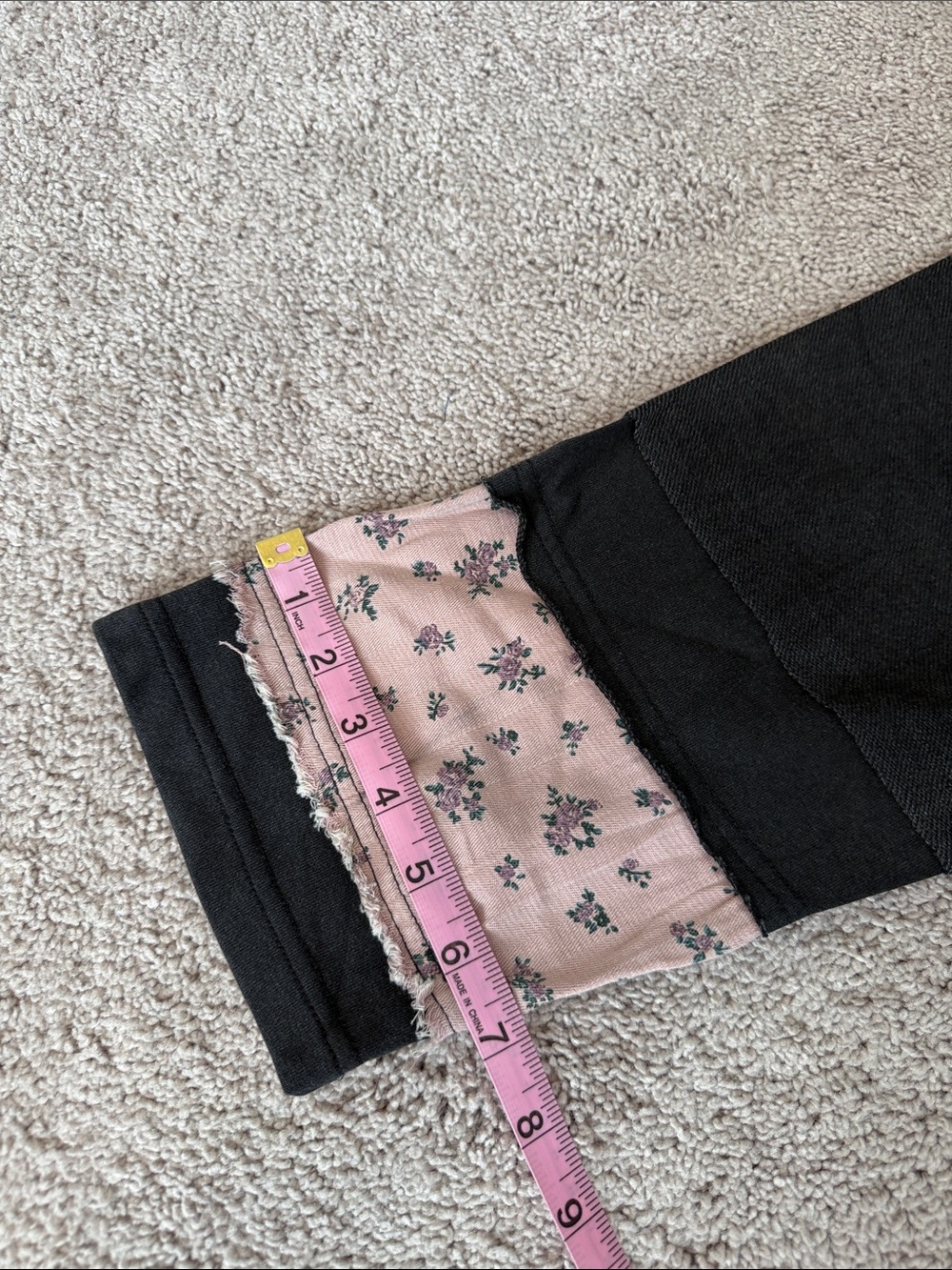 Umgee Mineral Washed Black Sweatshirt with Pink Floral Patchwork - Picture 13 of 16